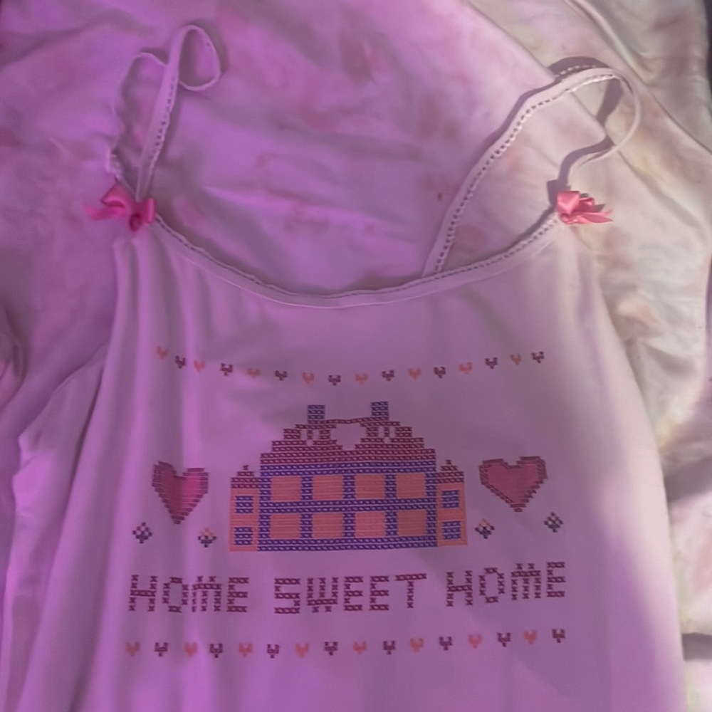 Home sweet home white see through dress.